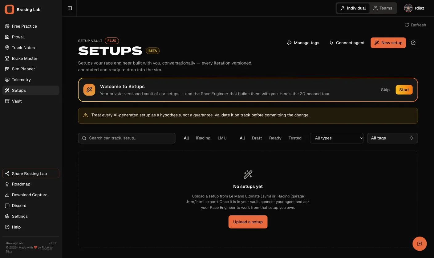 Setups before: an empty setup vault.