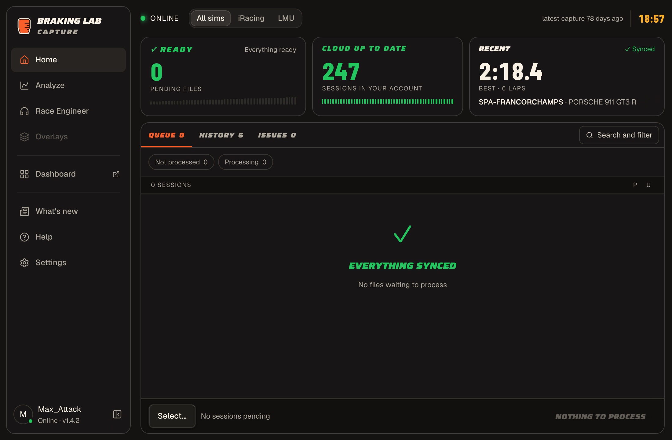 Capture Home with every session synced to the cloud